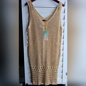 Yunika ITALY GOLDEN Beach Knit Dress Cover up Viscose Party Size L